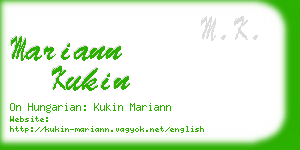 mariann kukin business card